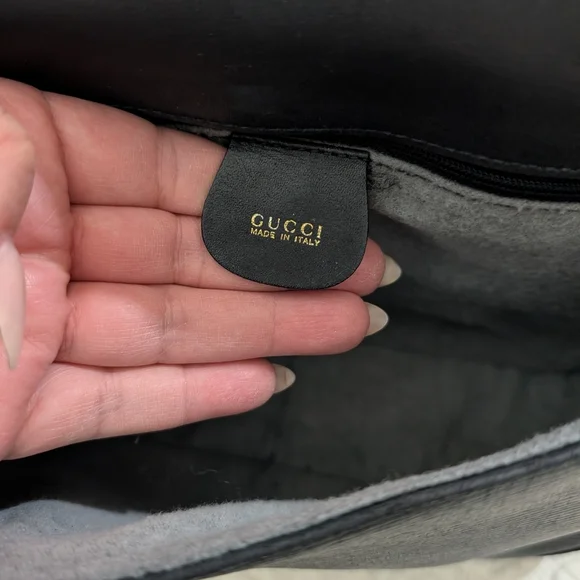 GUCCI Rare Vintage Shoulder Bag Crossbody Boar Skin Gold Hardware Leather Unisex - Picture 9 of 15